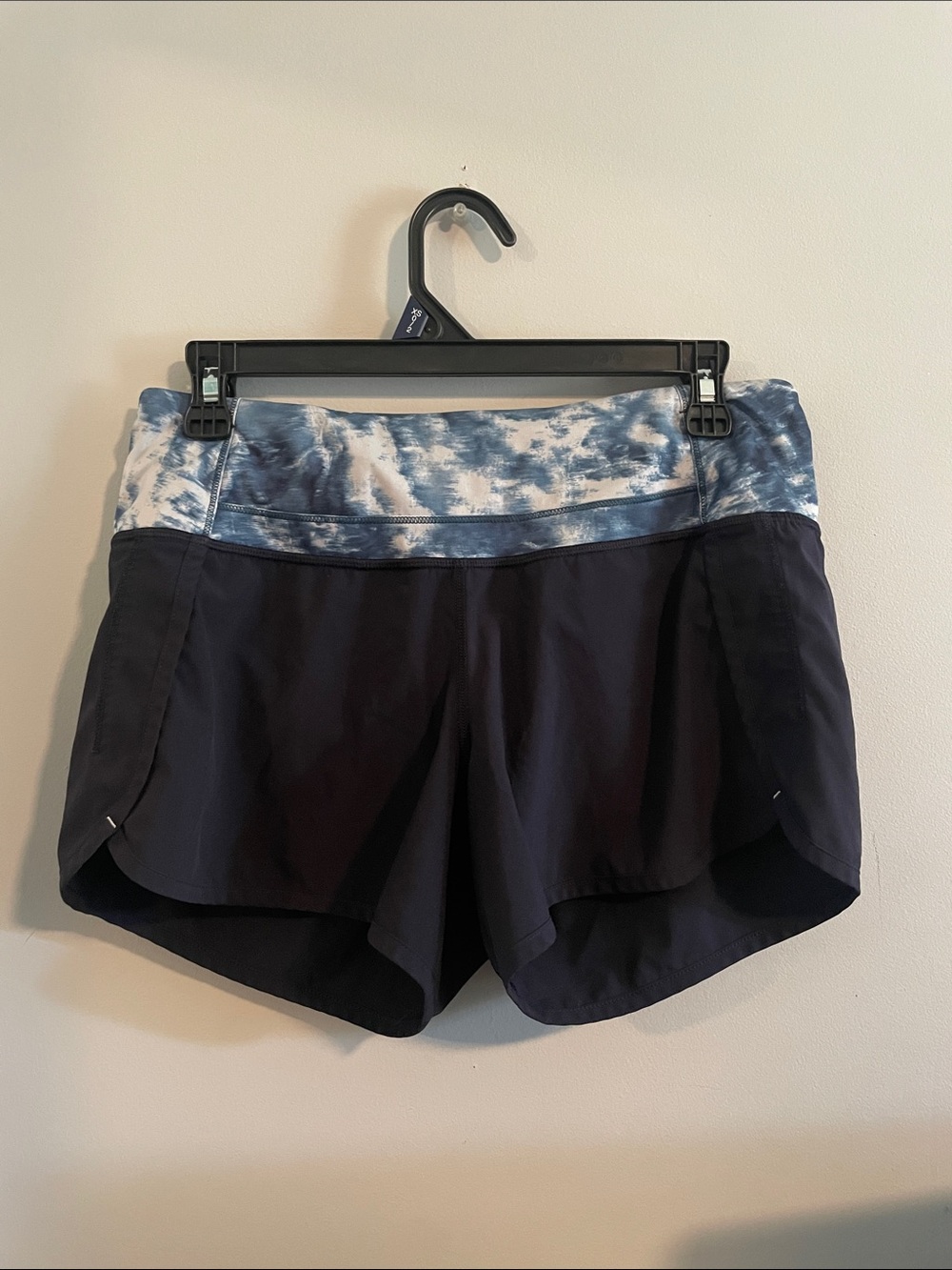 lululemon athletica Navy Shorts with Blue Tie-Dye Waistband